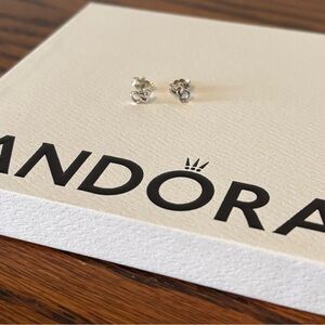 Pandora Sterling Silver Double Heart Earrings